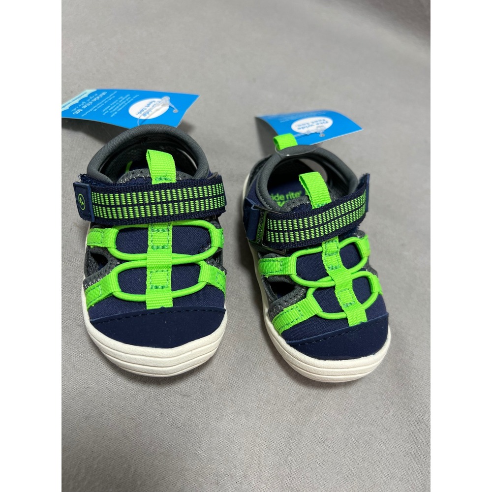 Stride Rite Blake Sandals Navy Lime Green Machine Washable Sporty 3M